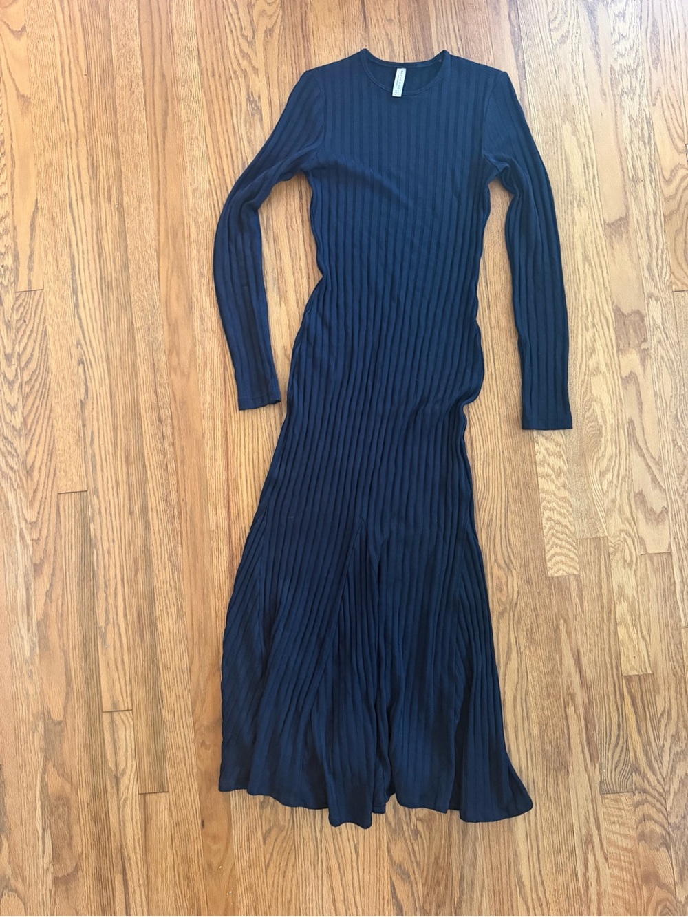 bec + bridge Navy Ribbed Long-Sleeve Maxi Dress